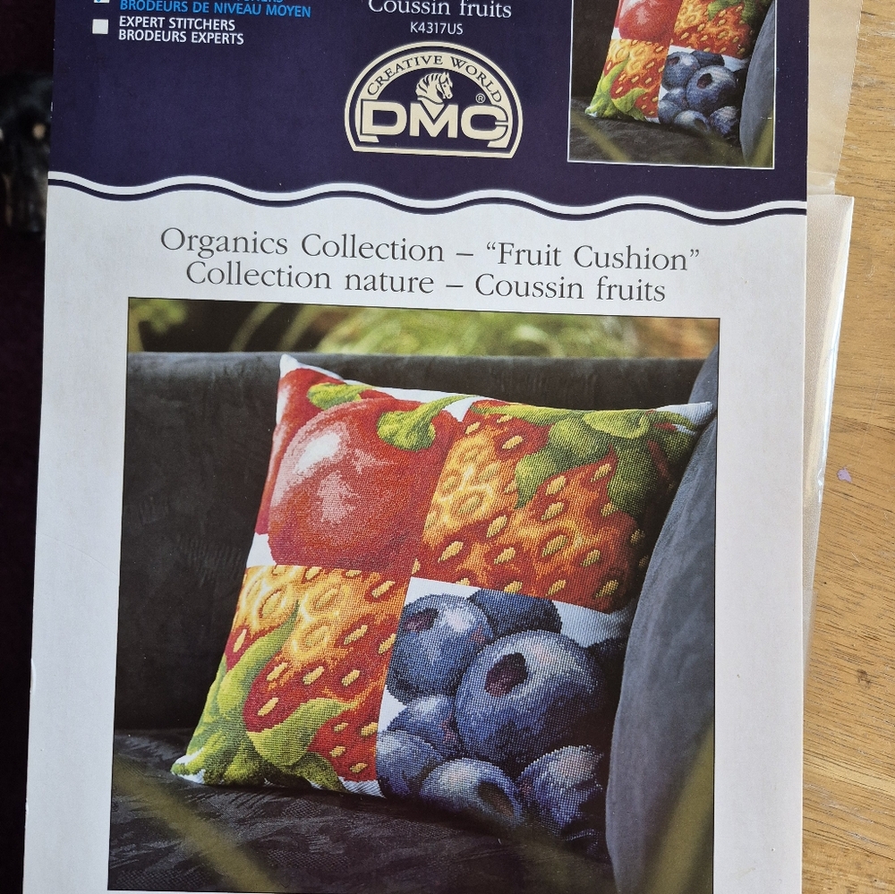 DMC  Embroidery Cross Stitch Fruit Cushion